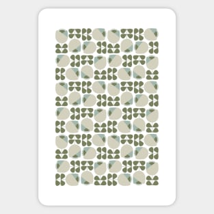 Retro Geometric Floral Pattern Olive Green, Light Taupe Sticker